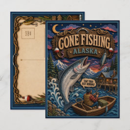 Alaska Gone Fishing Reuzenkoningszalm Briefkaart