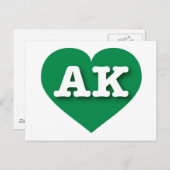 Alaska Green Heart - Ik hou van AK Briefkaart (Voorkant / Achterkant)