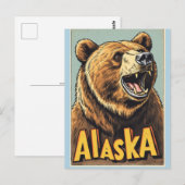 ALASKA GRIZZLY BEAR VINTAGE TRAVEL POSTCARD BRIEFKAART (Voorkant / Achterkant)