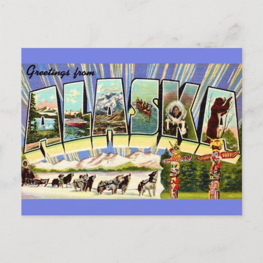 Alaska Groet Retro Ansichtkaart Briefkaart (Voorkant)