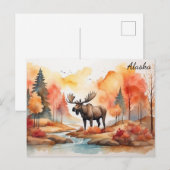 Alaska Herfst Natuur Waterverf Moose Reizen Briefkaart (Voorkant / Achterkant)