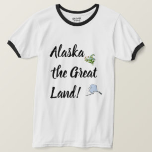 Alaska het grote land met bloem en kaart t-shirt