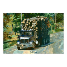 Alaska Highway Logging Truck Transport Art Poster