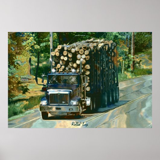 Alaska Highway Logging Truck Transport Art Poster (Voorkant)