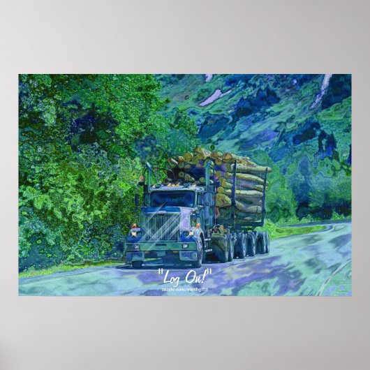 Alaska Highway Logging Truck Transport Art Poster (Voorkant)