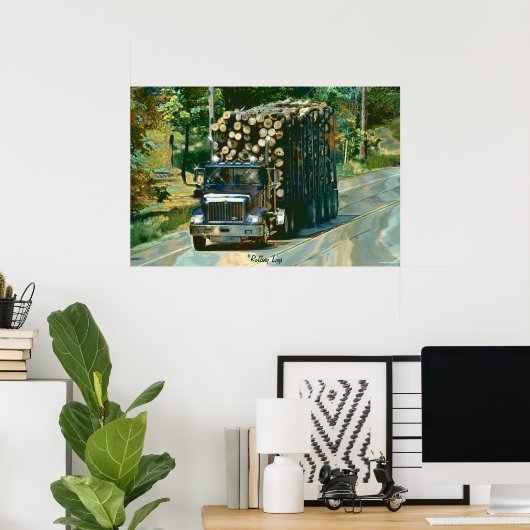 Alaska Highway Logging Truck Transport Art Poster (Thuiskantoor)