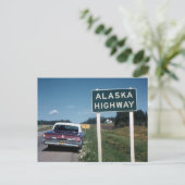 Alaska Highway Sign 1962 Vintage Briefkaart (Staand voorkant)