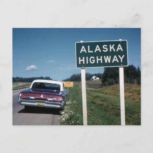 Alaska Highway Sign 1962 Vintage Briefkaart (Voorkant)
