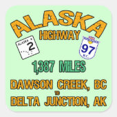 Alaska Highway Vierkante Sticker (Voorkant)