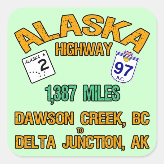 Alaska Highway Vierkante Sticker (Voorkant)