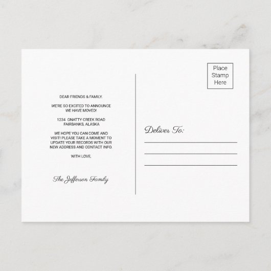 Alaska Home Moving Announcement Briefkaart (Achterkant)