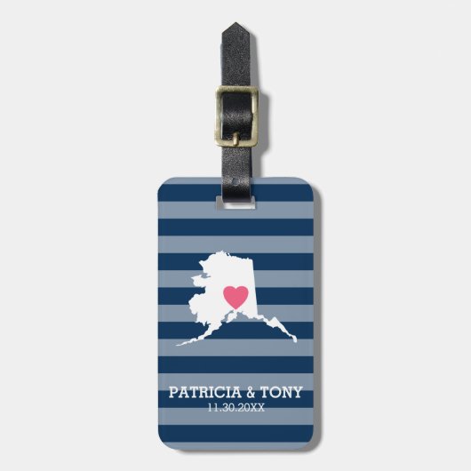 Alaska Home State Love met Custom Heart Bagagelabel (Voorkant verticaal)