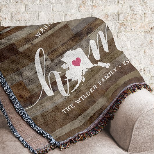 Alaska Home State Personalized Wood Kijk uit Deken