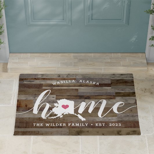 Alaska Home State Personalized Wood Kijk uit Deurmat