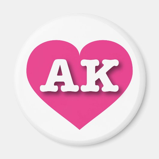 Alaska Hot Pink Heart - Ik hou van AK Magneet (Voorkant)