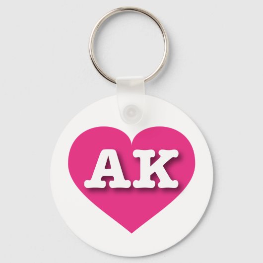 Alaska Hot Pink Heart - Ik hou van AK Sleutelhanger (Voorkant)