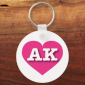 Alaska Hot Pink Heart - Ik hou van AK Sleutelhanger (Voorkant)