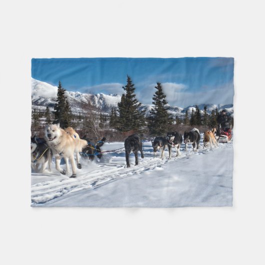 Alaska Husky Dog Sled Race Fleece Deken (Voorkant (Horizontaal))