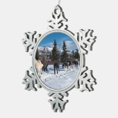 Alaska Husky Dog Sled Race Tin Sneeuwvlok Ornament (Rechts)