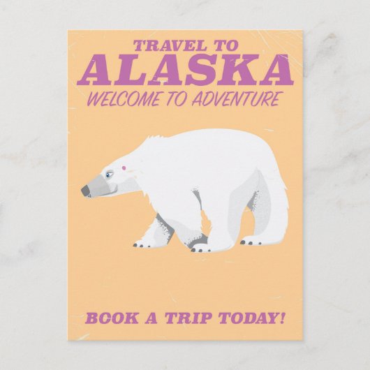 Alaska IJsbeer vintage reisposter Briefkaart (Voorkant)