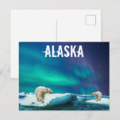 Alaska Ijsberen Aurora Borealis Briefkaart (Voorkant / Achterkant)