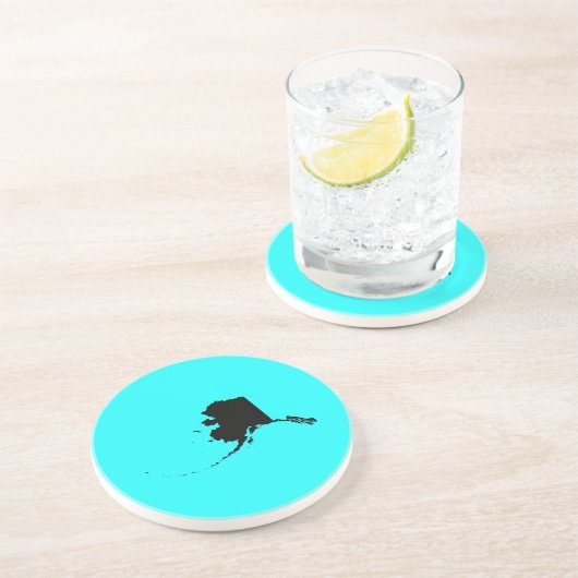 Alaska in zwart en aqua zandsteen onderzetter (Zijkant)