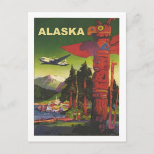 Alaska, Indische totem, vliegtuig,  luchtvaartmaat Briefkaart