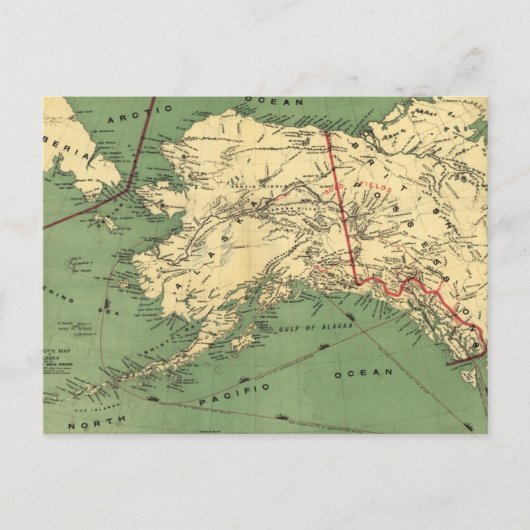  Alaska-kaart (1900) Briefkaart (Voorkant)