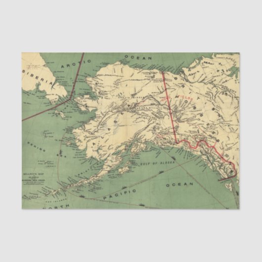  Alaska-kaart (1900) Tissuepapier (Voorkant)
