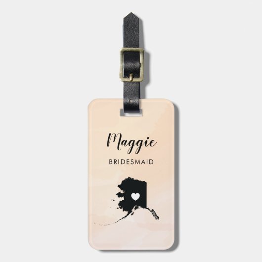 Alaska kaart bagagelabel voor huwelijksfeest welko (Voorkant verticaal)
