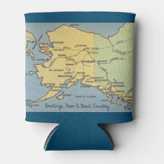  Alaska-kaart - Bering Straat, Nome, Barrow Blikjeskoeler (Voorkant)