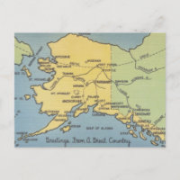  Alaska-kaart - Bering Straat, Nome, Barrow