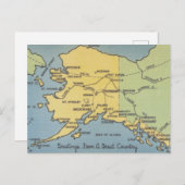  Alaska-kaart - Bering Straat, Nome, Barrow Briefkaart (Voorkant / Achterkant)