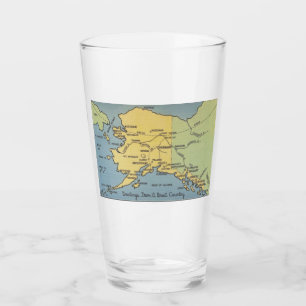  Alaska-kaart - Bering Straat, Nome, Barrow Glas