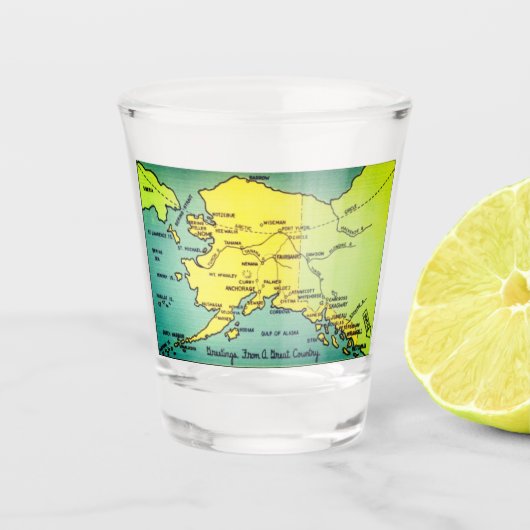  Alaska-kaart - Bering Straat, Nome, Barrow Shot Glas (Voorkant)