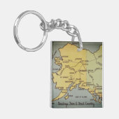 Alaska-kaart - Bering Straat, Nome, Barrow Sleutelhanger (Voorkant Links)