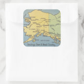 Alaska-kaart - Bering Straat, Nome, Barrow Vierkante Sticker (Tas)