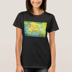 Alaska-kaart - Bering Straat, Nome, Juneau T T-shirt