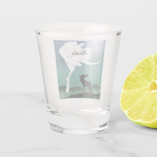 Alaska Kaart en Moose Shot Glas (Achterkant)
