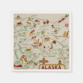Alaska Kaart Geïllustreerd Servet