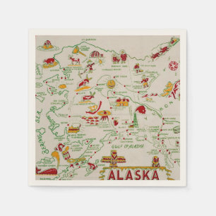 Alaska Kaart Geïllustreerd Servet