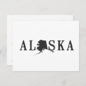 Alaska-kaart met briefvorm Word Art Black Briefkaart (Voorkant / Achterkant)