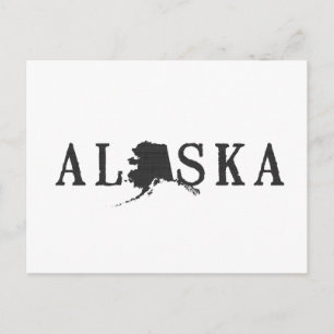 Alaska-kaart met briefvorm Word Art Black Briefkaart
