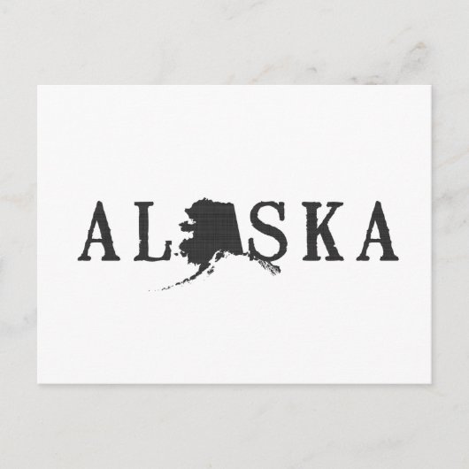 Alaska-kaart met briefvorm Word Art Black Briefkaart (Voorkant)