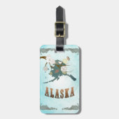 Alaska-kaart met mooie vogels bagagelabel (Voorkant verticaal)