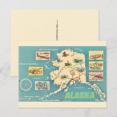 Alaska Kaart Retro Ansichtkaart (Voorkant / Achterkant)