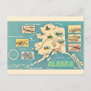 Alaska Kaart Retro Ansichtkaart 