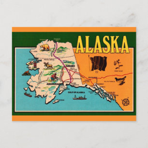 Alaska Kaart Vintage Ansichtkaart 