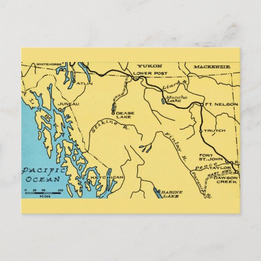 Alaska Kaart Vintage Ansichtkaart (Voorkant)