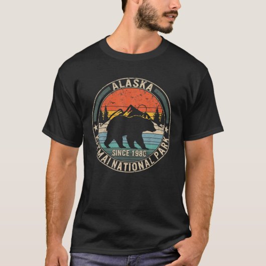 Alaska Katmai Nationaal Park Retro Beer Souvenir H T-shirt (Voorkant)